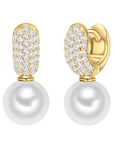 Rafaela Donata Ohrhänger Sterling Silber Zirkonia Muschelkernperle in gelbgold