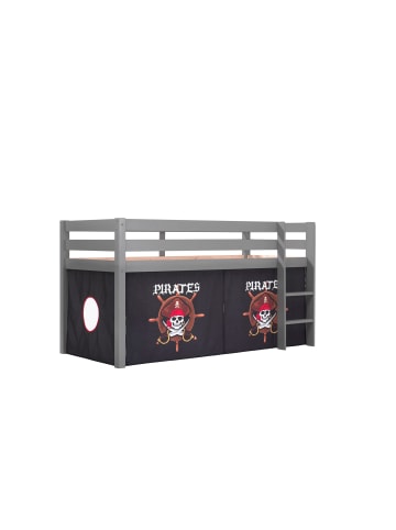 58 aufm Kessel KINDERBETT Karolina 210x114x106 Massivholz Grau Textilset Pirate
