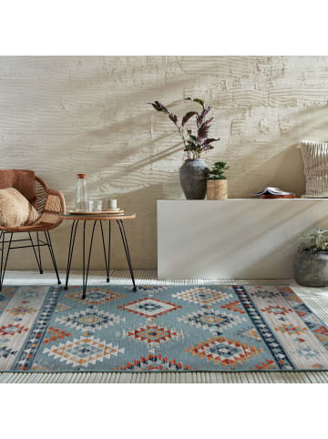 KADIMA DESIGN Outdoor Teppich Boho Orientalisch, Terrasse schmutzabweisend in Blau