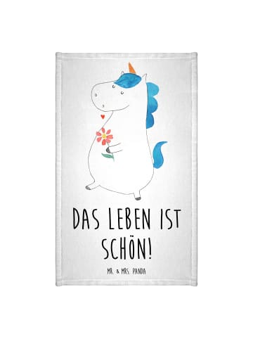 Mr. & Mrs. Panda Handtuch Klein Einhorn Spaziergang mit Spruch in Weiß