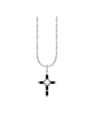 Thomas Sabo Kette Cross Romance in silber, schwarz, weiß