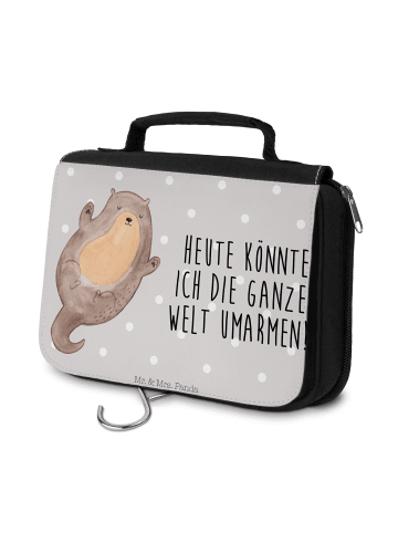 Mr. & Mrs. Panda Badetasche Otter Umarmen mit Spruch in Grau Pastell