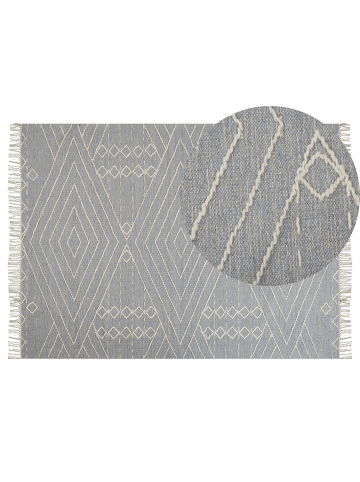 Beliani Kurzflor KHENIFRA in Grau/Weiß - (W) 140 x (H) 1 x (L) 200 cm