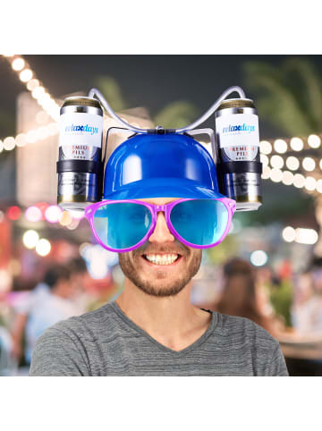 relaxdays 4x Party-Trinkhelm in Blau