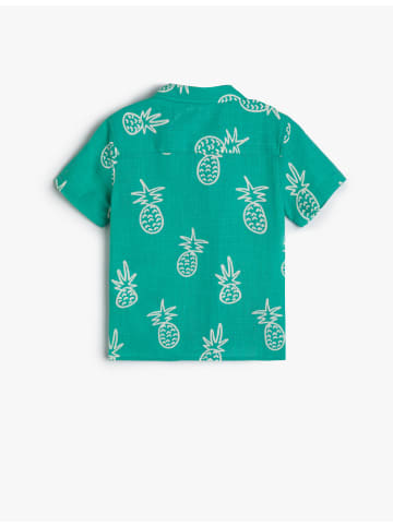 KOTON Shirt in Türkis Gemustert