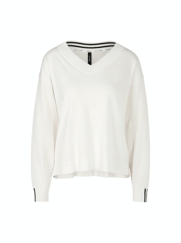 MARC CAIN Sweater mit Ärmeln in Netzoptik in Weiß