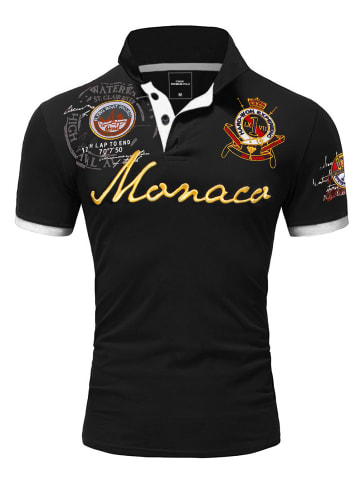 Amaci&Sons Poloshirt mit Stickerei Monaco 2.0 in Schwarz