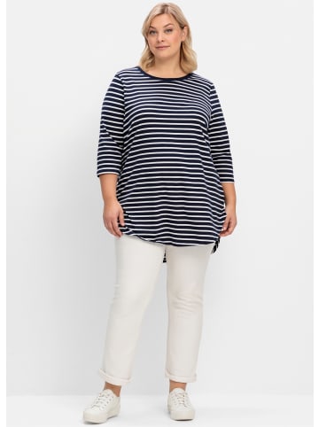 sheego Longshirt in marine-weiß