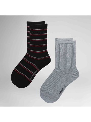 Hudson Socken Playful Rib 2-Pack gemustert in Black