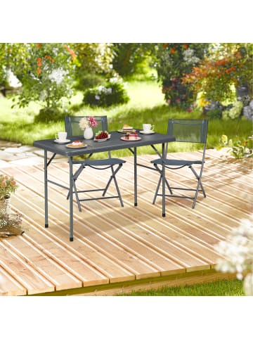 relaxdays Gartentisch in Grau - (B)121,5 x (H)74 x (T)61 cm