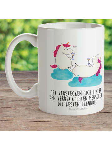 Mr. & Mrs. Panda Mehrwegbecher Einhorn Sekt mit Spruch in Weiß