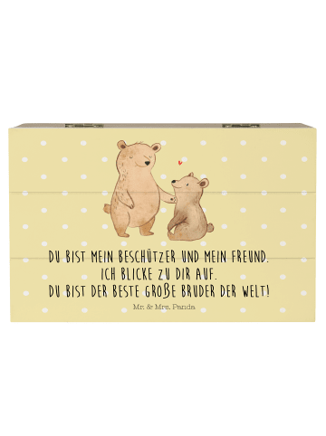 Mr. & Mrs. Panda Holzkiste Bär Großer Bruder mit Spruch in Gelb Pastell