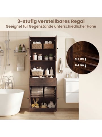 COSTWAY Badezimmerschrank 60 x 35 x 171,5 cm in Braun