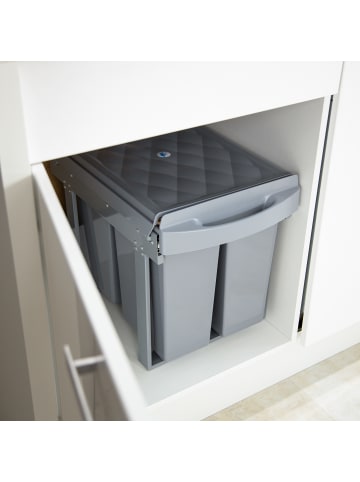 relaxdays Mülltrennsystem Grau Deluxe 1x20L + 2x10L