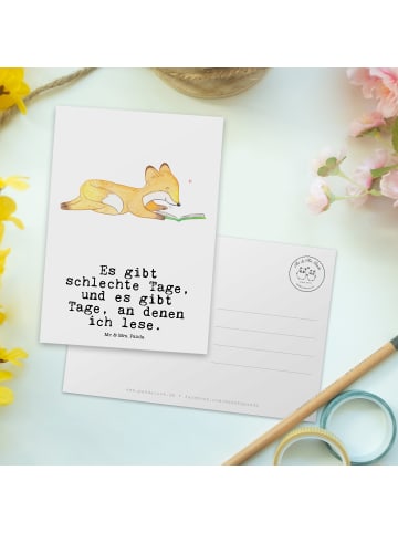 Mr. & Mrs. Panda Wanddeko Fuchs Lesen mit Spruch in Weiß