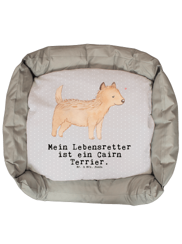 Mr. & Mrs. Panda Hundebett Cairn Terrier Lebensretter mit Spruch in Grau Pastell