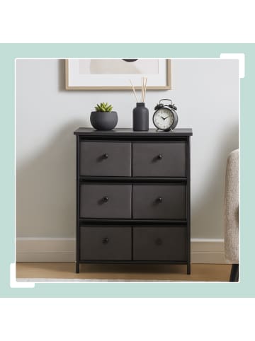 relaxdays Kommode in Grau/ Schwarz - (B)60 x (H)73 x (T)32 cm