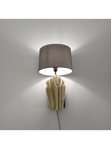 Licht-Erlebnisse Wandlampe (B)30 x (L)30 x (H)55 cm in Holz (Natur) Grau