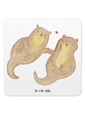 Mr. & Mrs. Panda Untersetzer Set Otter Hände halten ohne Spruch in Weiß