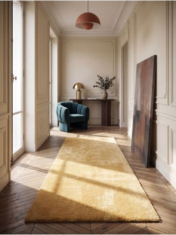 KADIMA DESIGN Teppichläufer Uni Antirutsch weich wohnlich Wohnzimmer Schlafzimmer in Gold