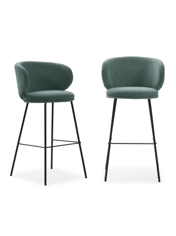 CALICOSY 2er-Set Barhocker RUSH in Grün - (W) 56 x (H) 65 x (L) 53 cm