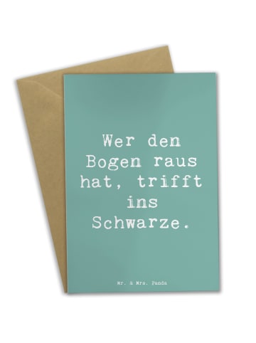 Mr. & Mrs. Panda Beileidskarte Spruch Bogensport Meister mit Spruch in Meeresbrise