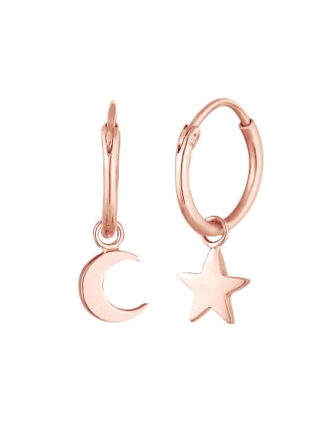 Elli Ohrringe 925 Sterling Silber Halbmond, Astro, Sterne, Stern in Rosegold