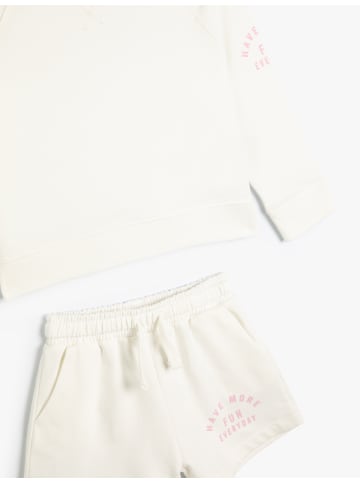 KOTON 2tlg. Outfit: Sweatshirt/Short in Ekru