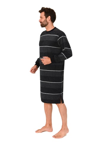 NORMANN Frottee Nachthemd langarm Bündchen - 86939 in schwarz