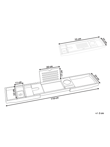 Beliani Badezimmerregal LOWES in Braun - (W) 75 x (H) 5 x (L) 23 cm