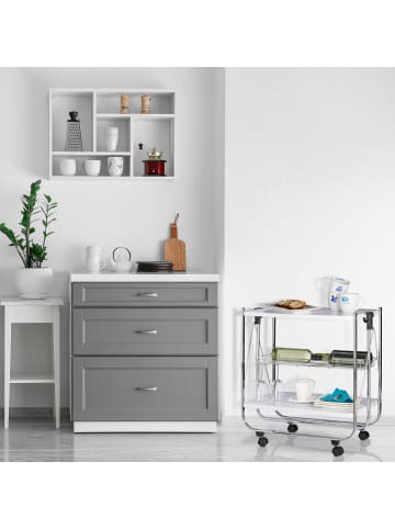 relaxdays Servierwagen in Weiß - (B)68 x (H)68,5 x (T)40,5 cm