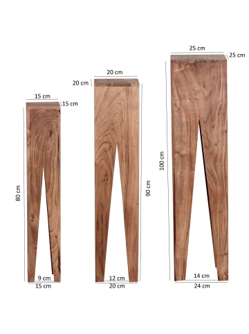 FineBuy Beistelltisch in Beige / Akazie / 25x25x100