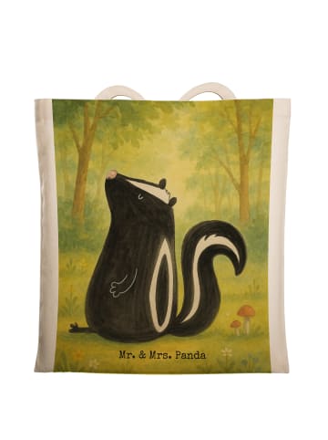 Mr. & Mrs. Panda Shopping Tasche Stinktier Sitzen Design ohne Sp... in Weiß