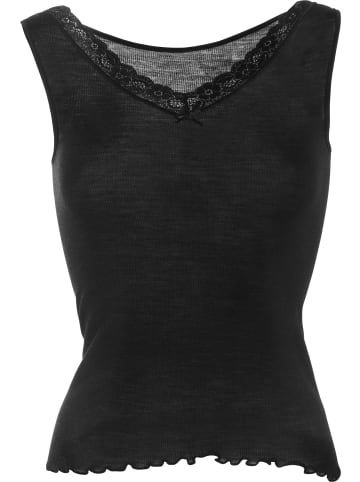 Nina von C. Seide, Spitze, Wolle, Feinripp Unterhemd in schwarz