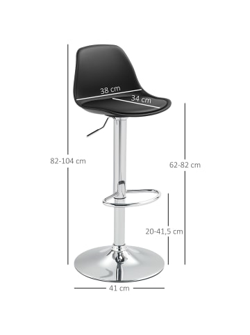 HOMCOM Barhocker in Schwarz 42L x 41B x 104H cm