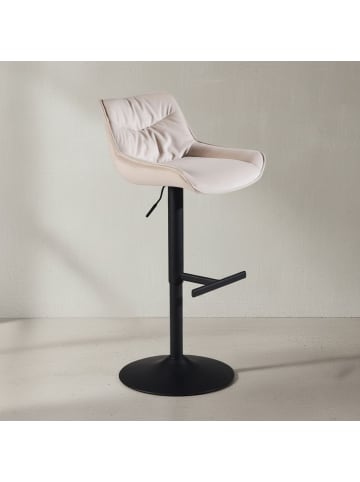 KADIMA DESIGN Barhocker Samt Hocker mit Lehne 86 - 106 cm, Küchenhocker in Beige