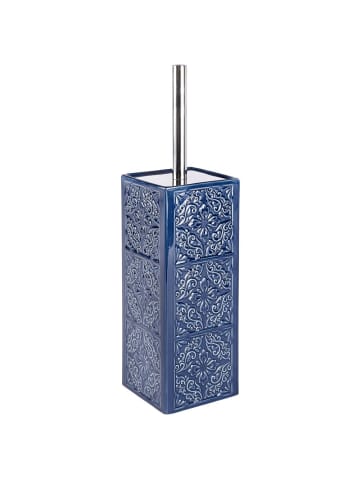 Wenko Bürstenbehälter CORDOBA DARK BLUE + WC-Bürste in Blau, 10 x 35 x 10 cm
