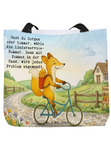 Mr. & Mrs. Panda Reisetasche Fuchs Lieferung Pommes Design mit S... in Weiß