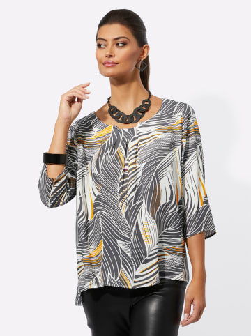 creation L Druckbluse in anthrazit-ocker-bedruckt