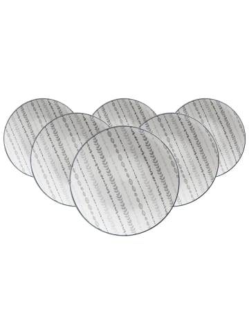 6er Set Dessertteller Sendai Ranke in Grau ø 21 cm