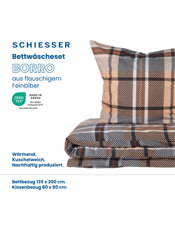 Schiesser Feinbiber Bettwäscheset Borro in Beige und Braun