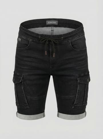 KOROSHI Kurze jogger-jeans-strick-cargo-regular in Schwarzer denim
