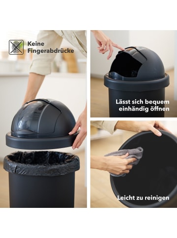 Rotho Roll Bob runder Mülleimer 30l mit Deckel, Kunststoff (PP) in Schwarz