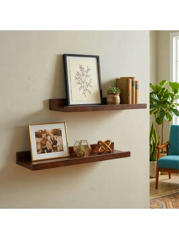 relaxdays Wandregal in Dunkelbraun - (B)60 x (H)5 x (T)15 cm