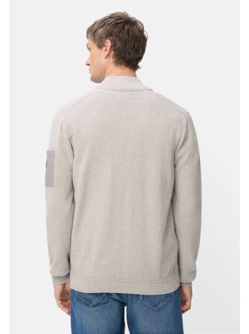 Camel Active Strickjacke mit Kontrastdetails und Stehkragen in Grau
