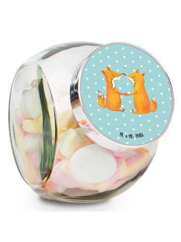 Mr. & Mrs. Panda Süßigkeiten Glas Füchse Liebe ohne Spruch in Türkis Pastell