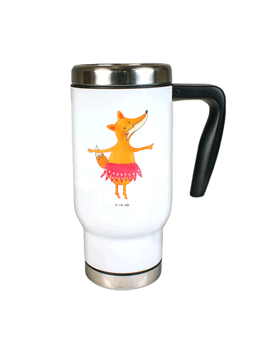 Mr. & Mrs. Panda Travel Mug Fuchs Ballerina ohne Spruch in Weiß