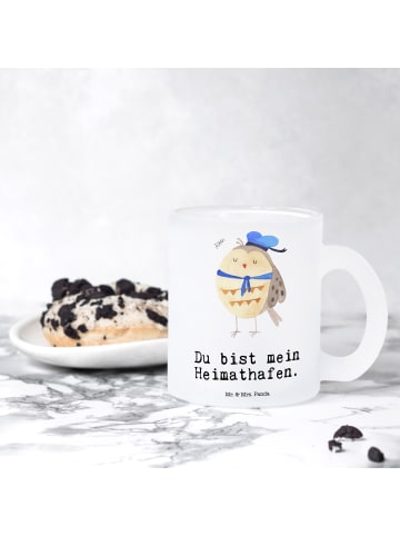 Mr. & Mrs. Panda Glas Eule Matrose mit Spruch in Transparent