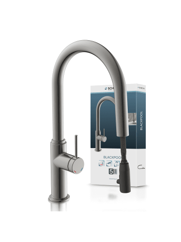 Franz Joseph Schütte BLACKPOOL Spültischarmatur, Graphit matt, mit herausziehbarem Auslauf