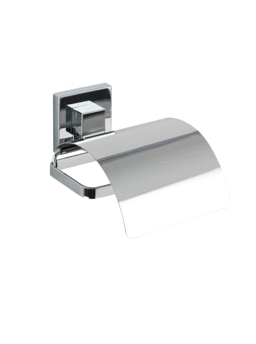 Wenko Vacuum-Loc Toilettenpapierhalter Edelstahl in Silbern, 14 x 11,5 x 13 cm